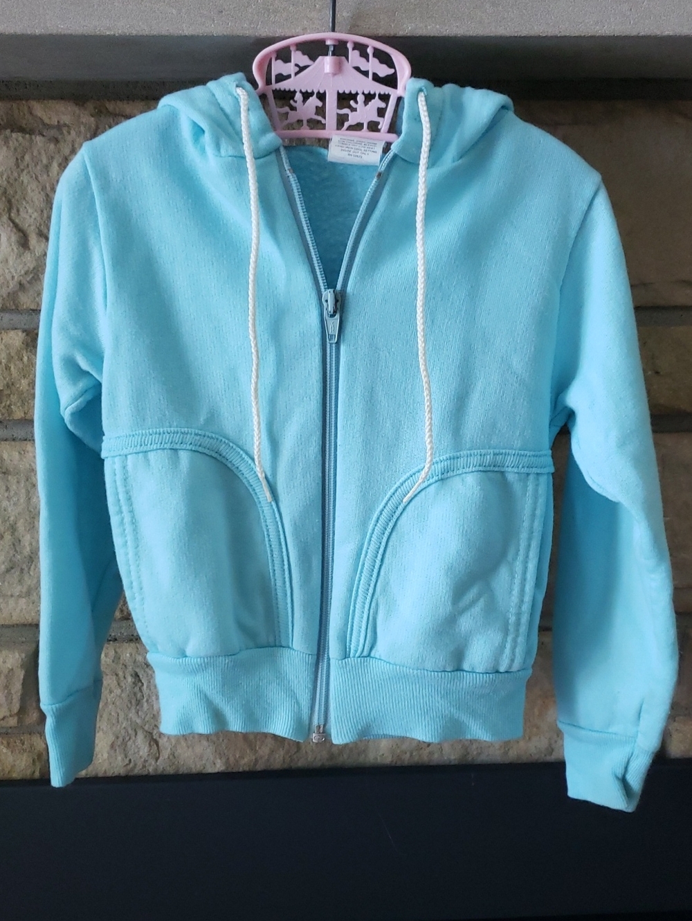 Kids Zip-Up Hooded Sweatshirt in Light Turquoise